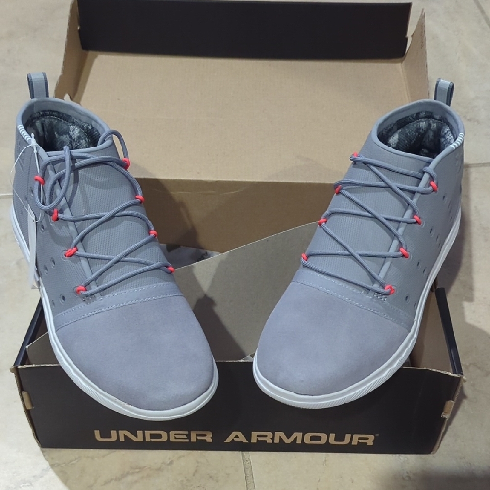 Under Armour Gray and Red Sneakers with Athletic Design